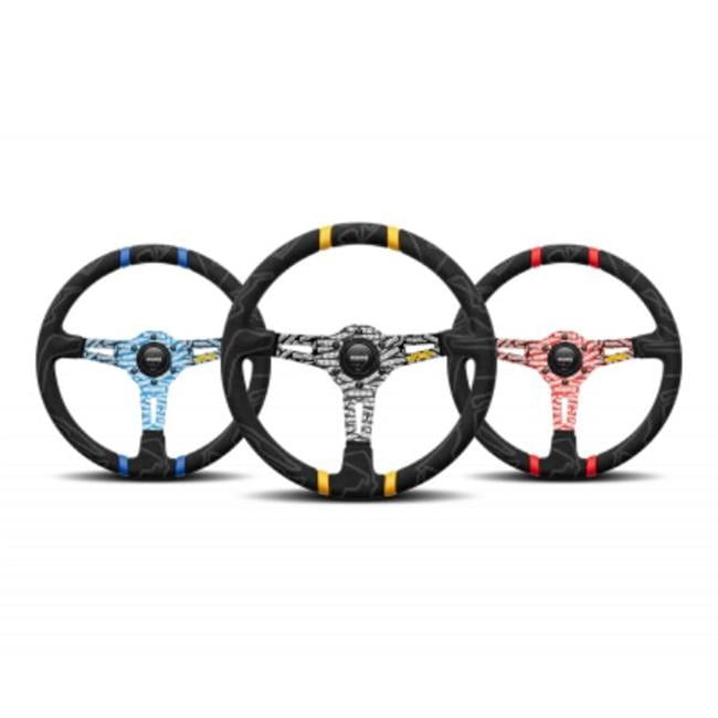 MOMO Ultra Black 350mm Alcantara & Blue Street Steering Wheel - Premium Quality
