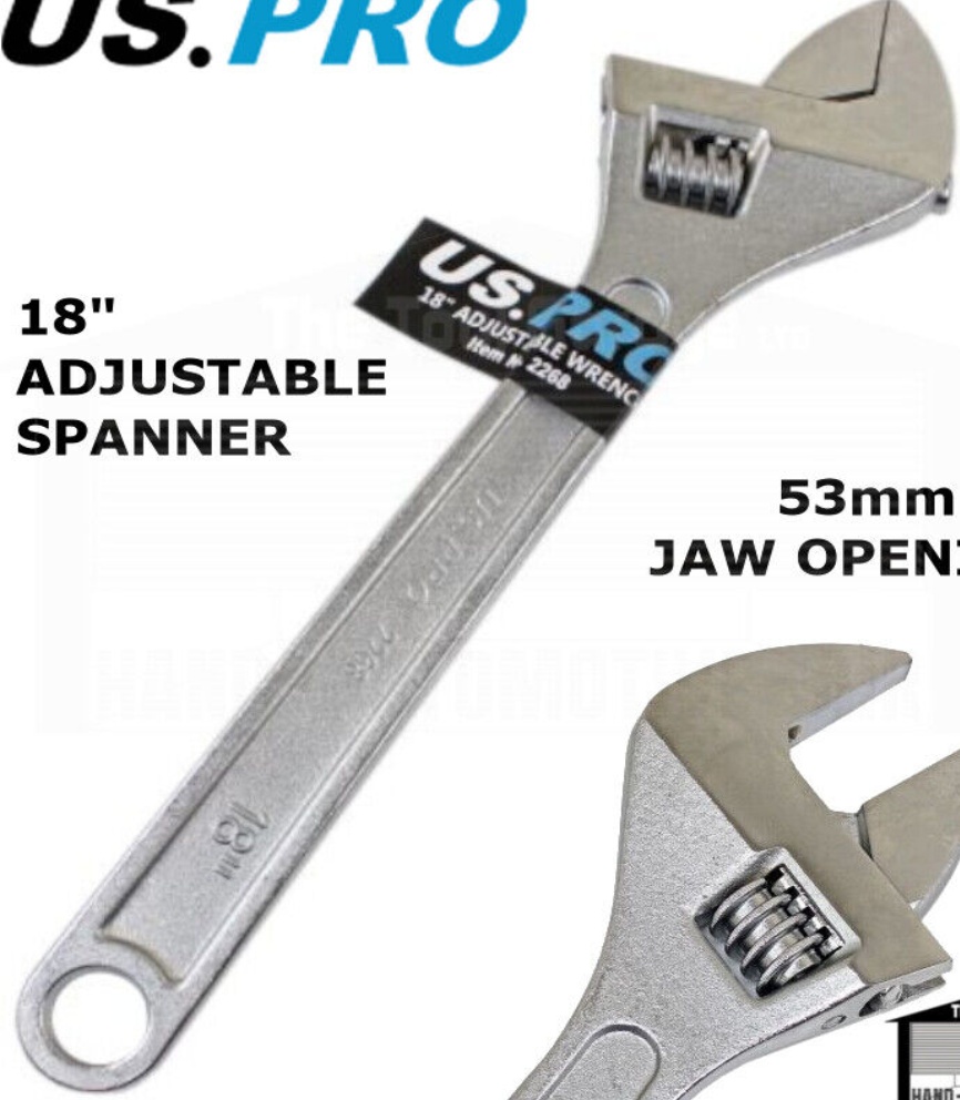 US PRO Tools 18"" Heavy Duty Adjustable Wrench / Shifting Spanner 2268