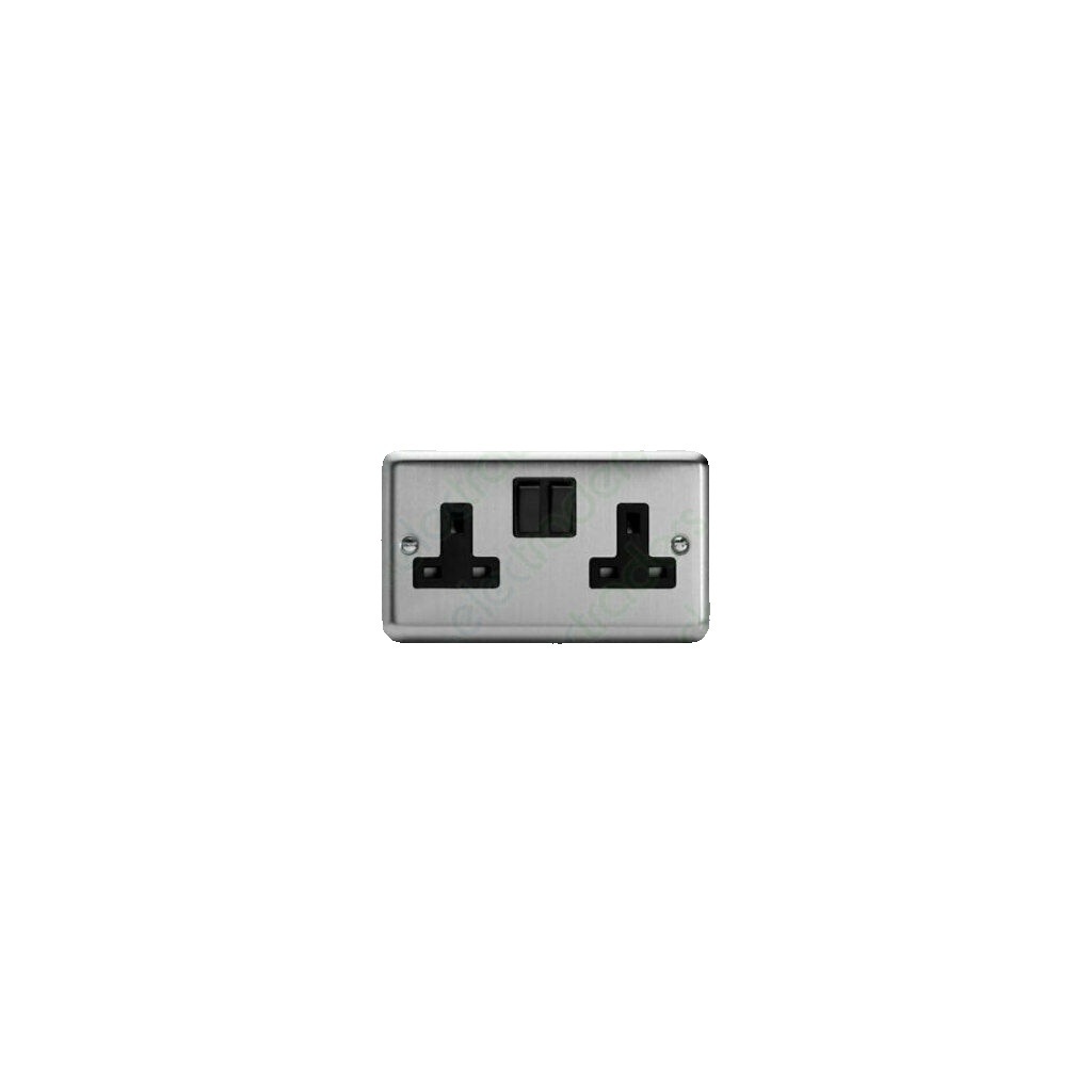 Varilight XS5B 13A Switched Socket Black 2-Gang