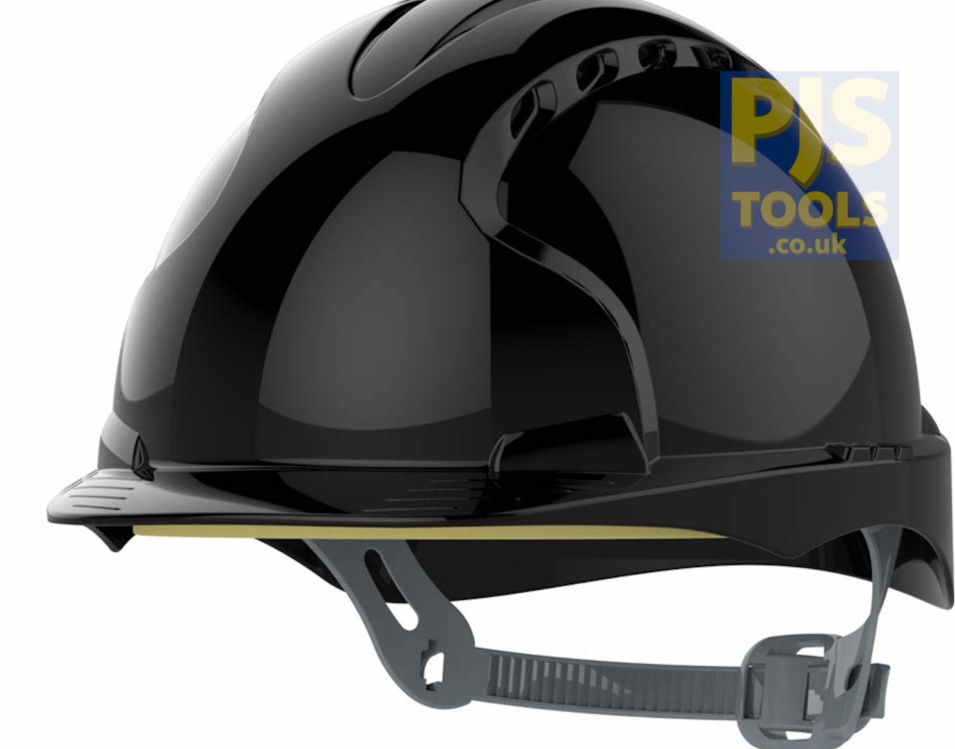 JSP EVO2 black vented mid peak comfort hard hat safety helmet slip ratchet