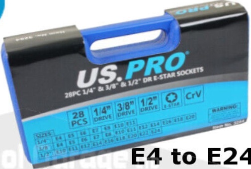 US PRO 28pc 1/4" 3/8" 1/2" E-Torx Star Socket Set E4 - E24 3254 - Image 4