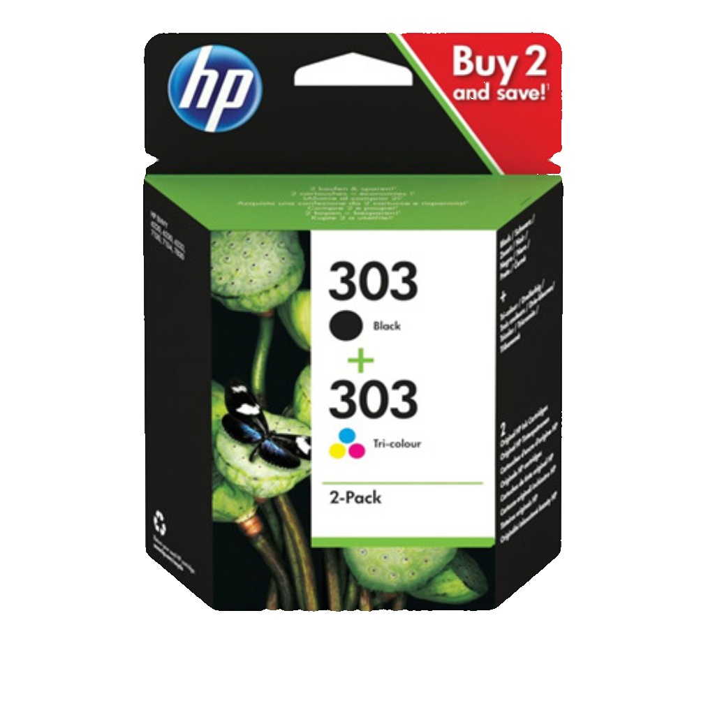 Genuine HP 303 Black & Colour Ink Cartridges - For HP ENVY Photo 6220 Printers