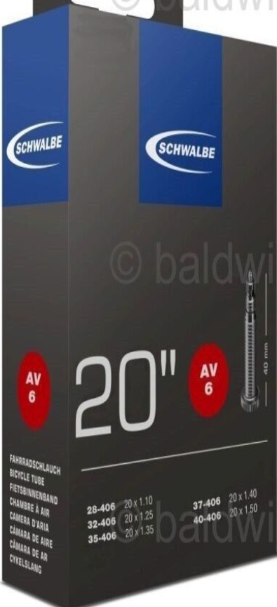 20 x 1.50 SCHWALBE SV6 Inner Tube 40mm Presta / French Valve