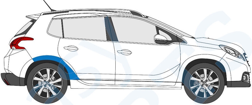 PEUGEOT 2008 2013-2019 REAR WHEEL ARCH COVER TRIM / RIGHT