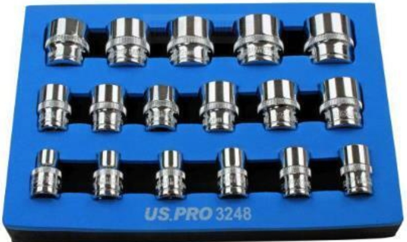US PRO 17pc 3/8 Dr Shallow Sockets 12 Point 8 - 24mm 3248