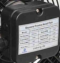 250mm Industrial Ventilation Metal Fan Axial Commercial Air Extractor Quiet