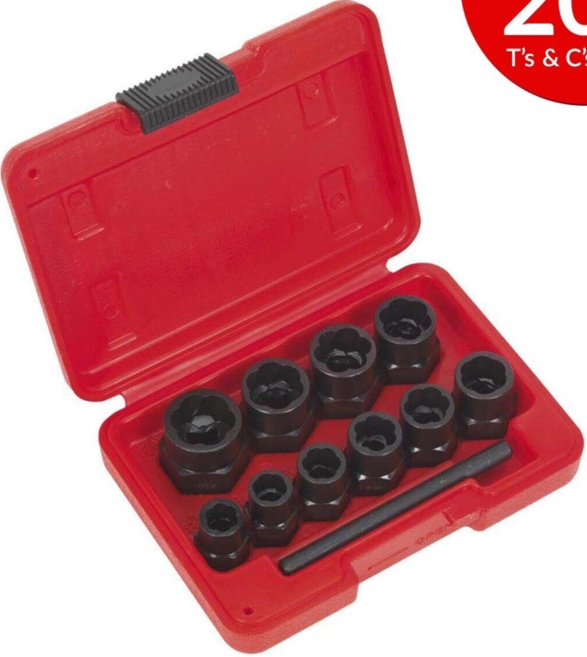 Sealey AK8184 Spanner Type Bolt Extractor Set 3/8""Sq Drive 11pc