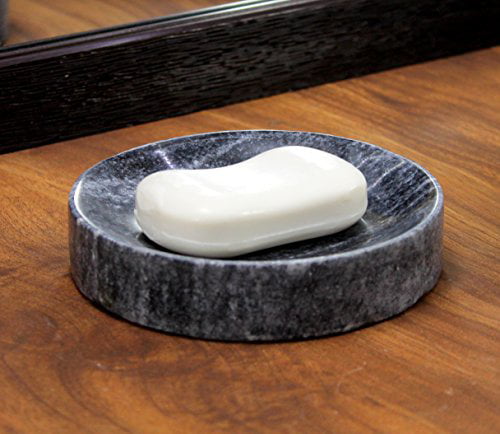 Kleo Black Natural Stone Soap Dish Soap Holder Bath Accessories For Bathroom Tub Or Wash Basin Accessory (Black)
