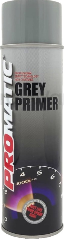 Promatic Spray Grey Primer Professional Aerosol Paint Acrylic 500ml X4