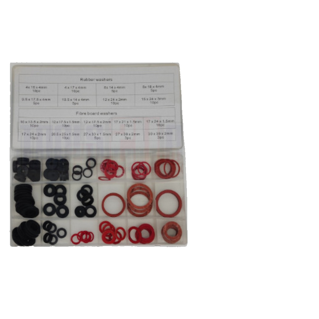 Toolzone 141pc Sealing Washer Assortment Box Plumbers Washers Rubber Washers