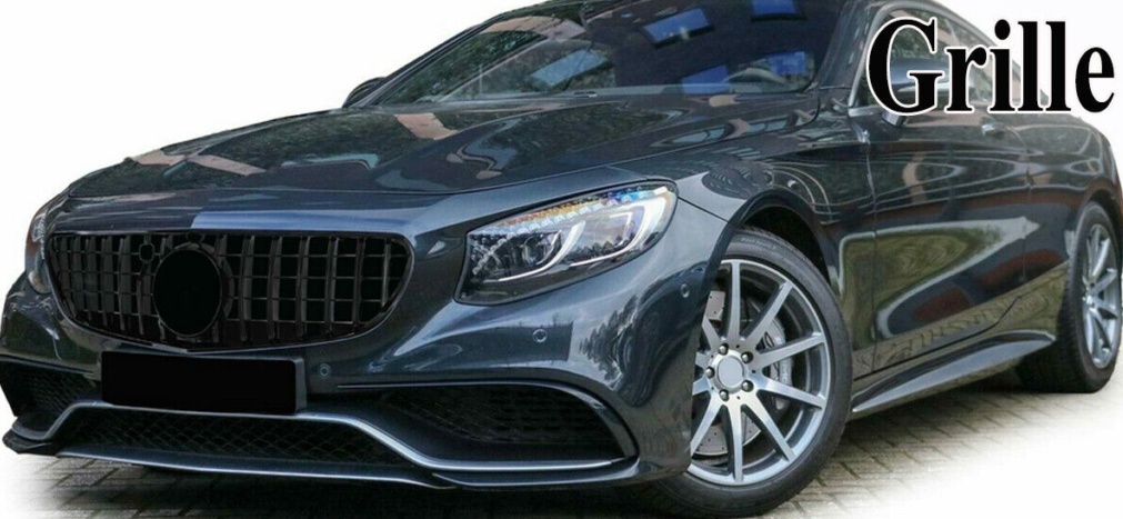 FOR MERCEDES S CLASS COUPE C217 FRONT GT PANAMERICANA GRILLE GLOSS BLACK 14-17