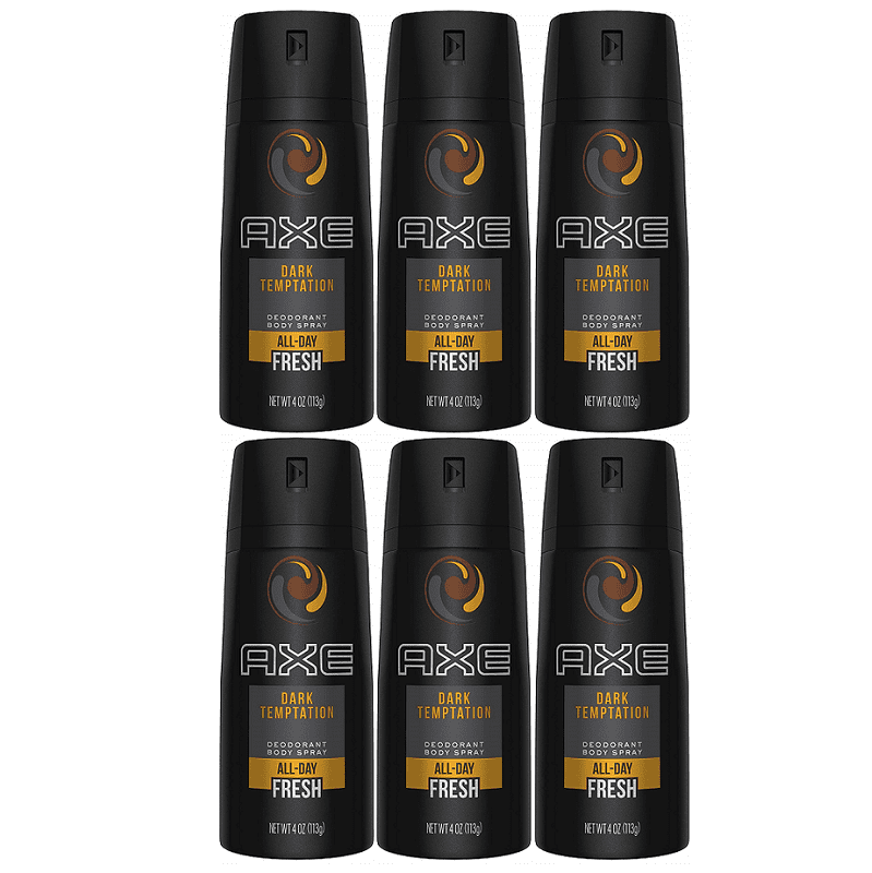 6 x 150ml Axe  Dark Temptation Deodorant Bodyspray. Dark Chocolate