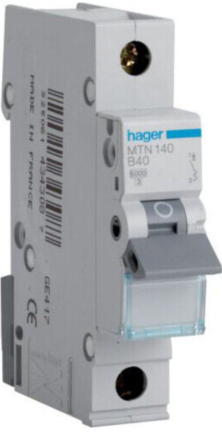 Hager MCB MTN140 40 Amp SP MCB Miniature Circuit Breaker 40A