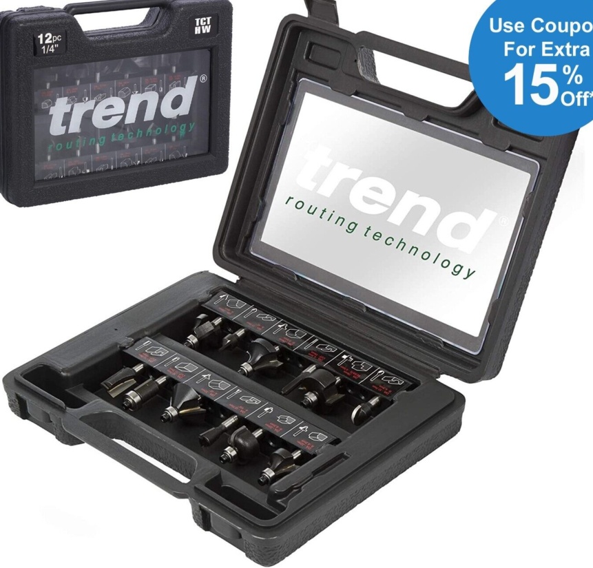Trend 12 Piece Router Starter Set 1/4"" Shank - Trend Set/SS8X1/4TC