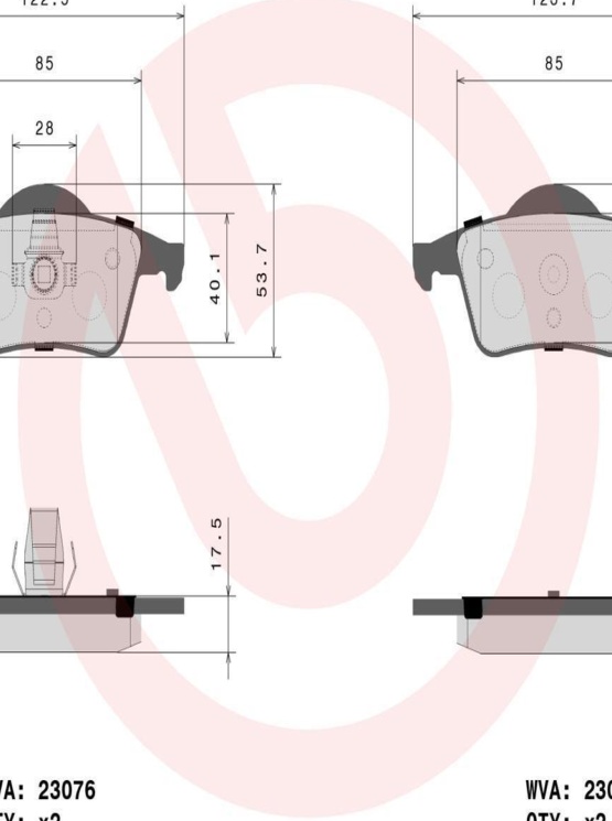 BREMBO Brake Pad Set With Piston Clip P86014 Fits Volvo Rear Axle - OE Quality