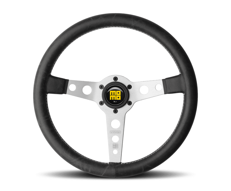 MOMO Prototipo Heritage 350mm Silver Street Steering Wheel - Premium Quality