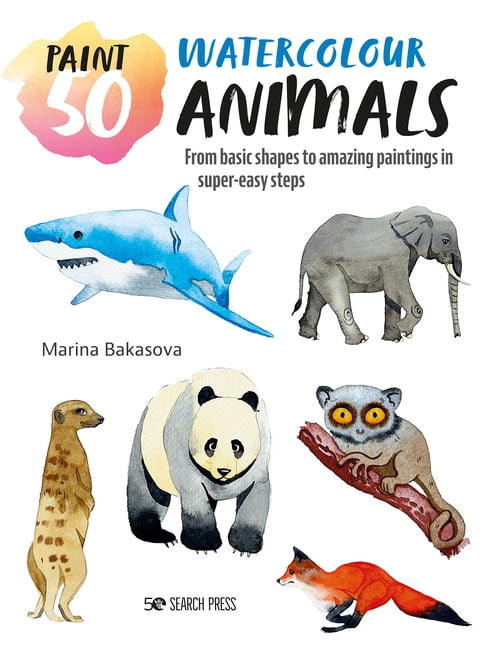 Paint 50: Watercolour Animals by Marina Bakasova (Paperback Book) - Image 3
