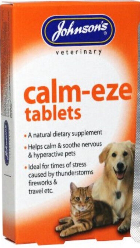 JOHNSONS VETERINARY CALM EZE PET TRAVEL TABLETS DOGS CATS CALMING TABLETS