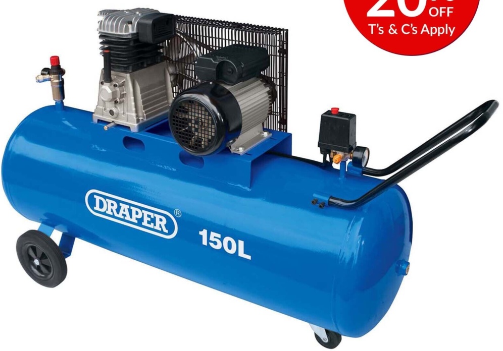Draper 55305 150L Belt-Driven Air Compressor 22kW/3hp