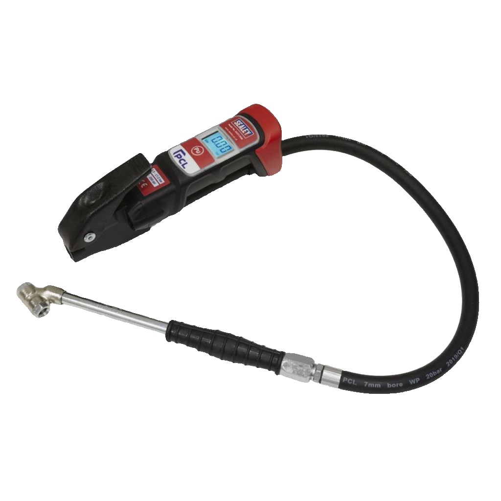 Sealey SA37-96B PCL Anodised Digital Tyre Inflator with Twin Push-On Connect