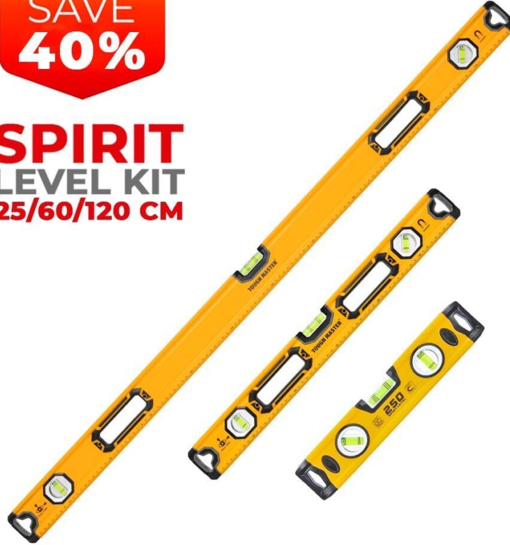 Professional Builders Spirit Level Set 250mm 600mm 1200mm 13 Pcs 3 Vial Magnetic