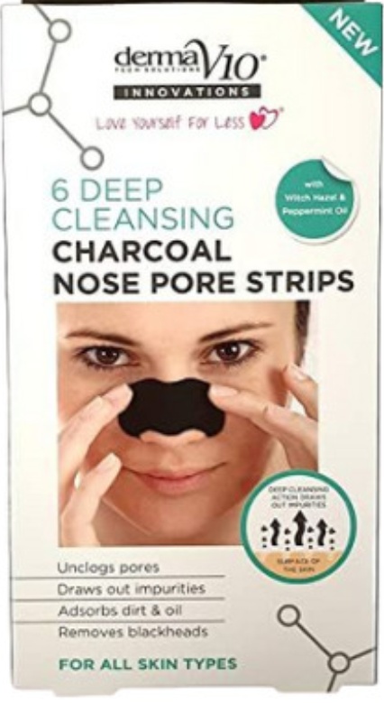 Derma V10 Charcoal Nose Pore Strips Blackhead Remover Deep Cleansing 18 Strips - Image 2