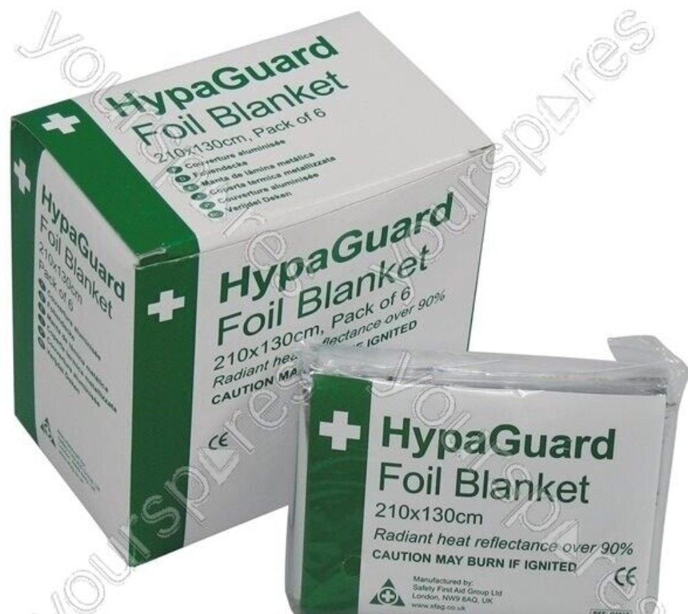 Safety First Aid Hypaguard Disposable Foil Blankets - 210 X - Pack Of 6 130Cm