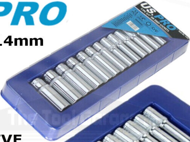 Us Pro Tools 13Pc 1/4" Deep Sockets 4-14Mm Single Hex 6 Point New 1388 - Image 5