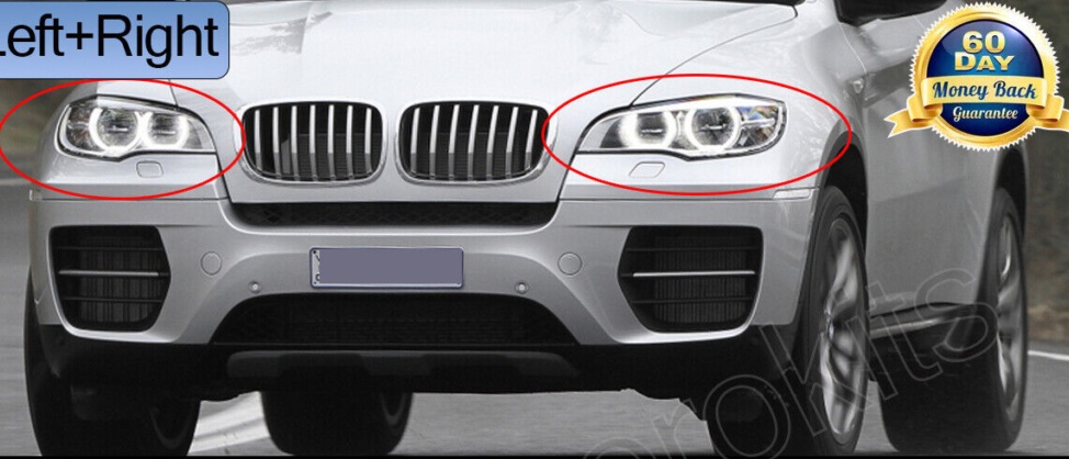 LH+RH PC Headlight Lens Cover Headlamp Shell Lampshade For BMW E71 X6 2008-2014