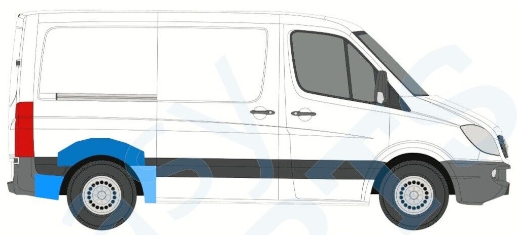MERCEDES SPRINTER CRAFTER 2006- SWB 3x REAR WING REPAIR PANEL / SET / RIGHT