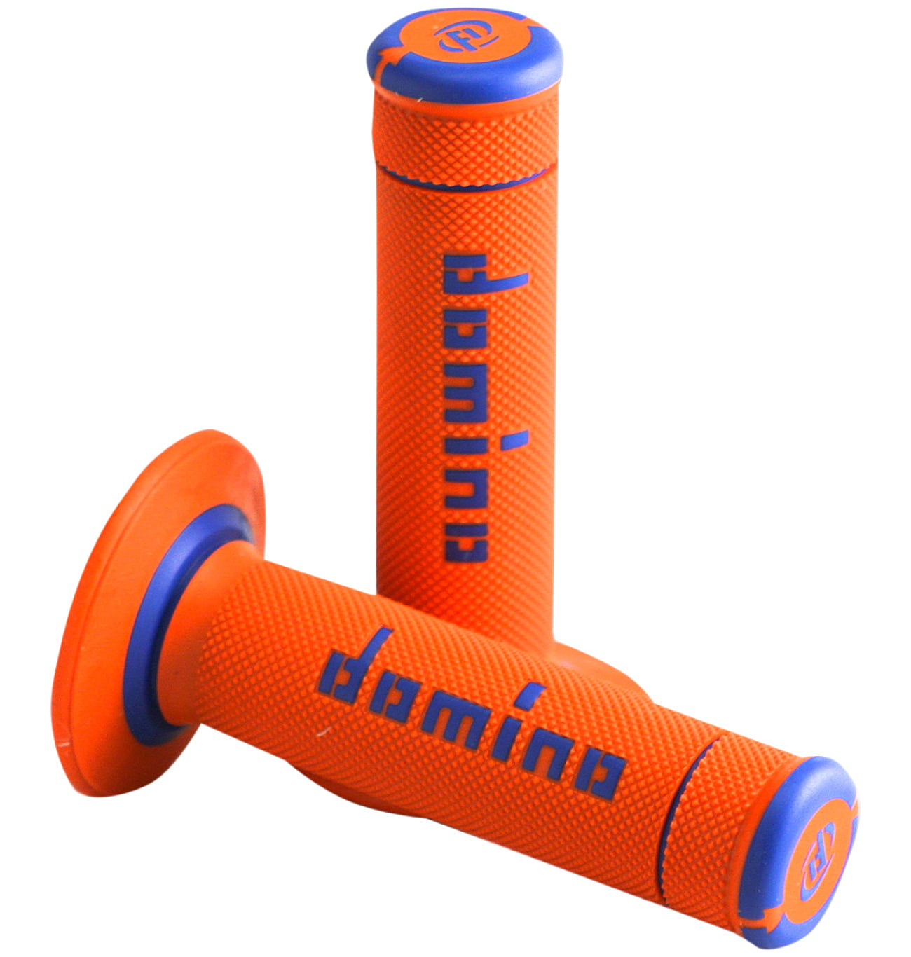 Domino Off Road X-Treme Orange-Blue Closed Grips D 22 Mm L 118 Mm For Motorcycle