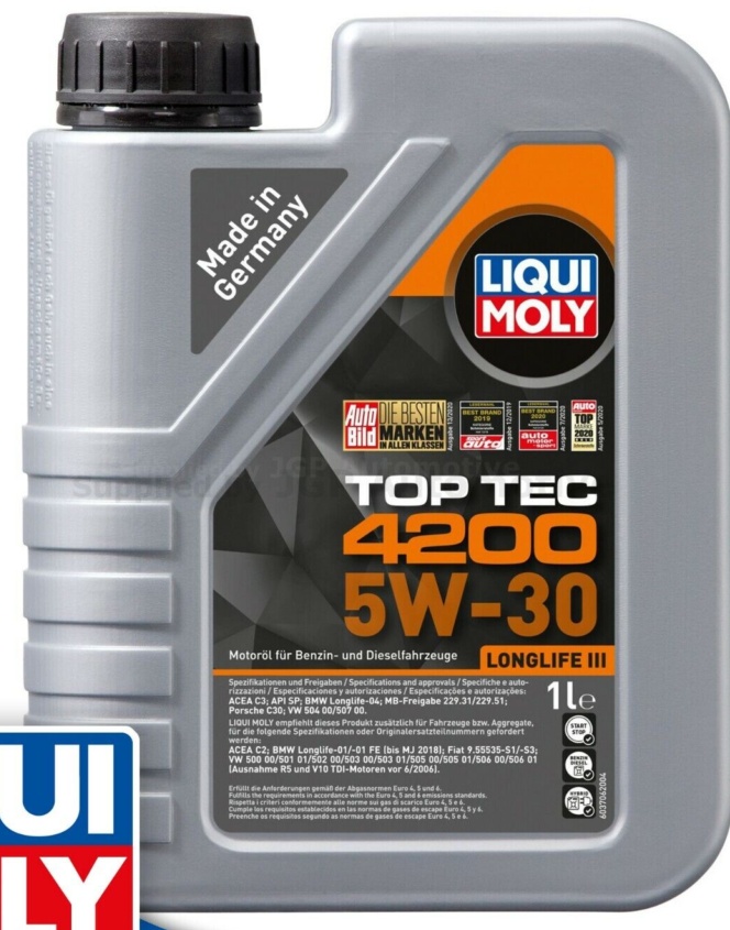 Liqui Moly TopTec 4200 5W-30 ACEA C3 Engine Oil 1L LongLife III Fully Synthetic