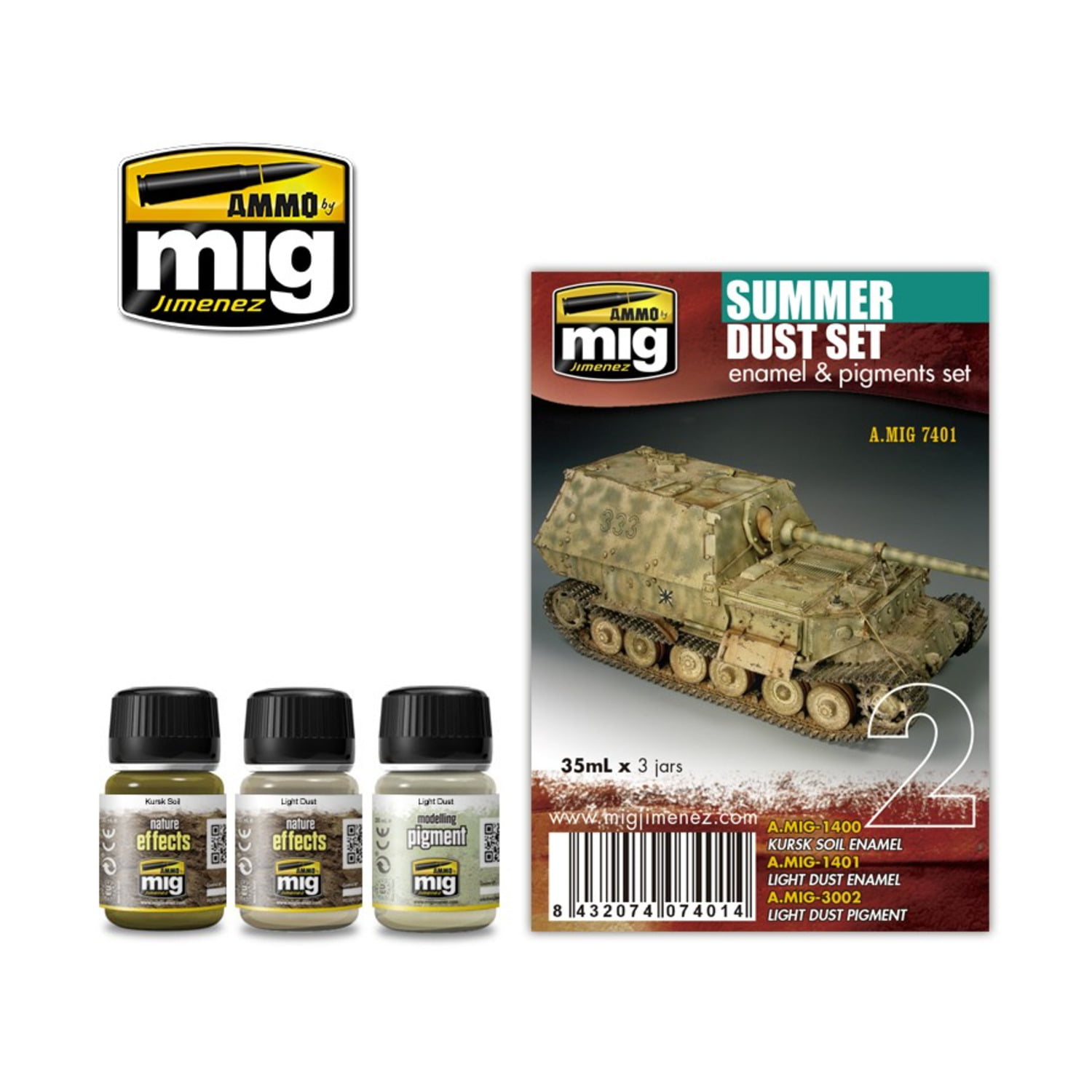 SUMMER DUST SET Pigments 3 jars 35mL Ammo by Mig Jimenez Mig7401