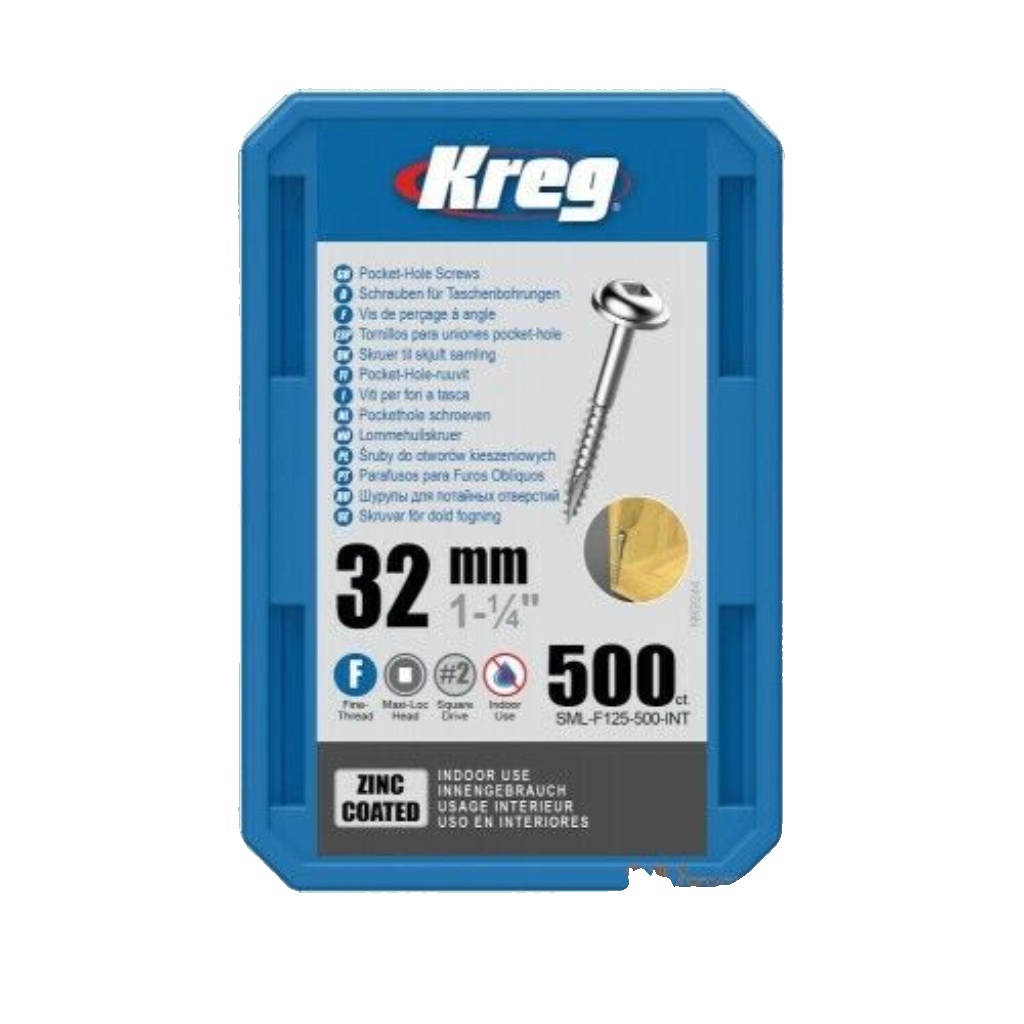 Kreg SML-F125-500-EUR Kreg Pocket Hole Screws 32mm / 1-1/4"" x 7 Fine Washer Head