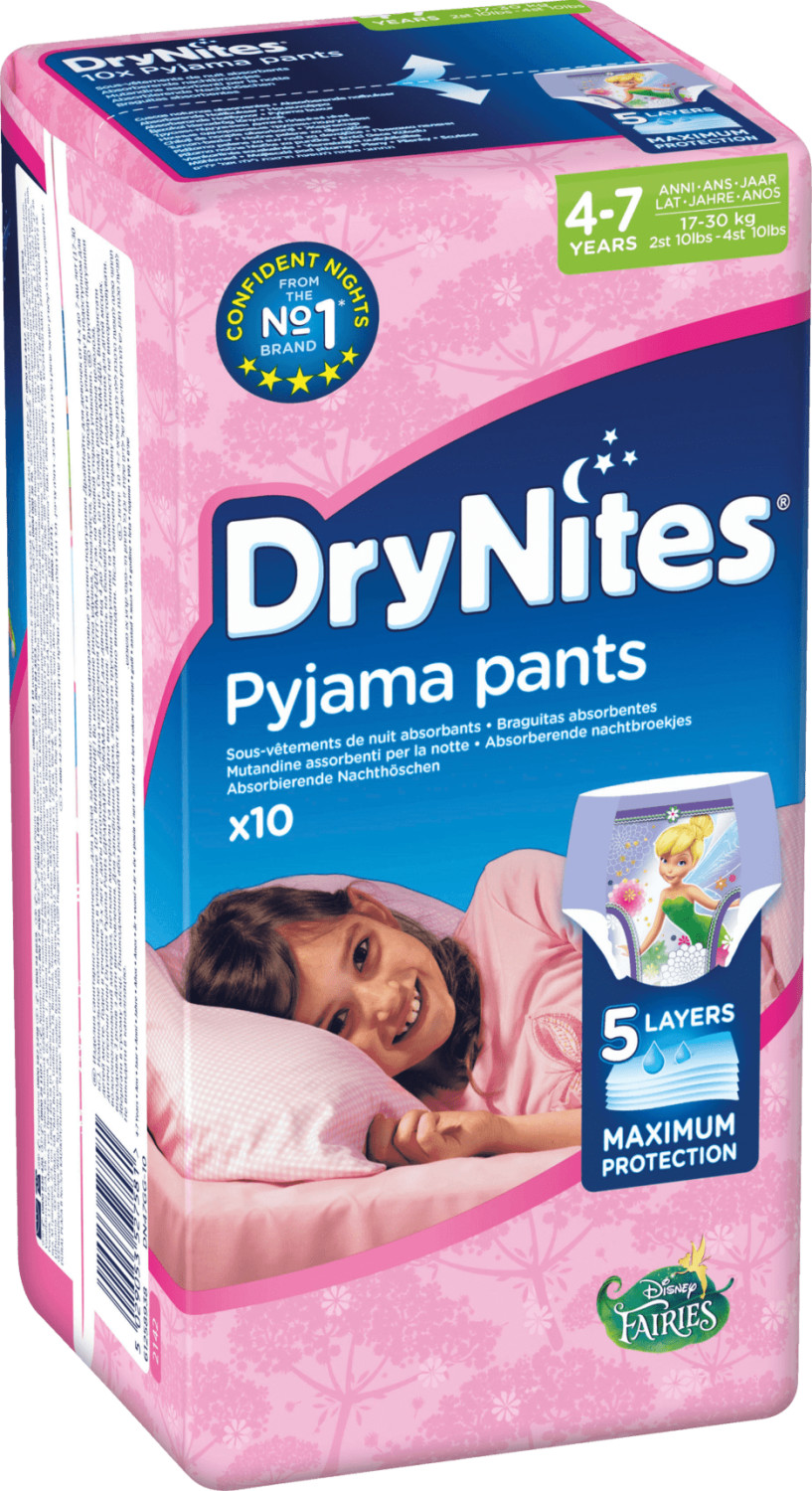 Huggies Drynites Pyjama Bed Wetting Pants Girls 4-7 Years - 10 Pants