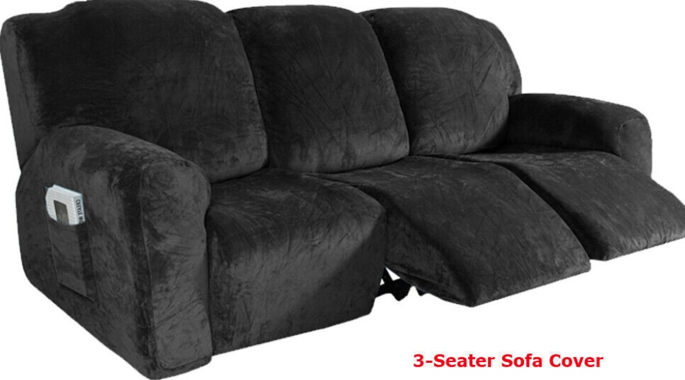 Velvet Recliner Chair Cover 1 2 3 Seater Sofa Slipcover Armchair Couch Protector
