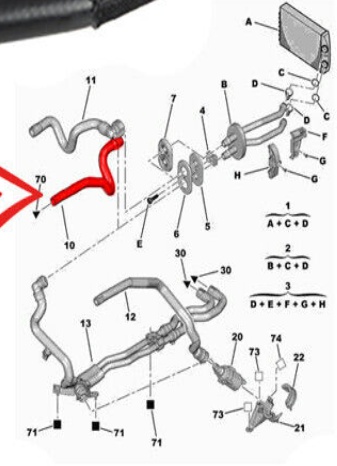 Radiator Coolant Hose For Partner 307 308 Citroen Berlingo C4 1.6 HDI 6466.CJ