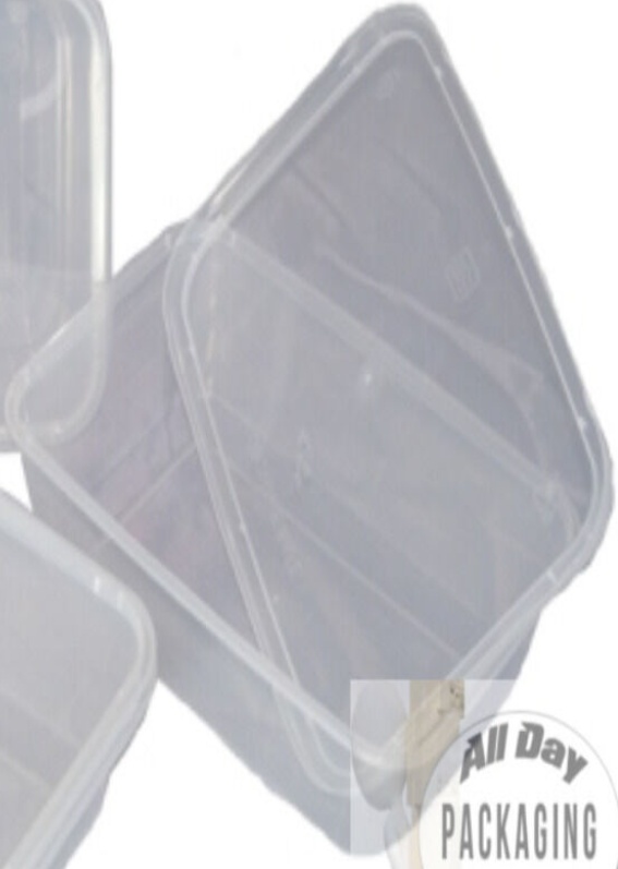500 x SMALL 650ml PLASTIC FOOD TUBS + LIDS TAKEAWAY LUNCH SALAD CONTAINERS