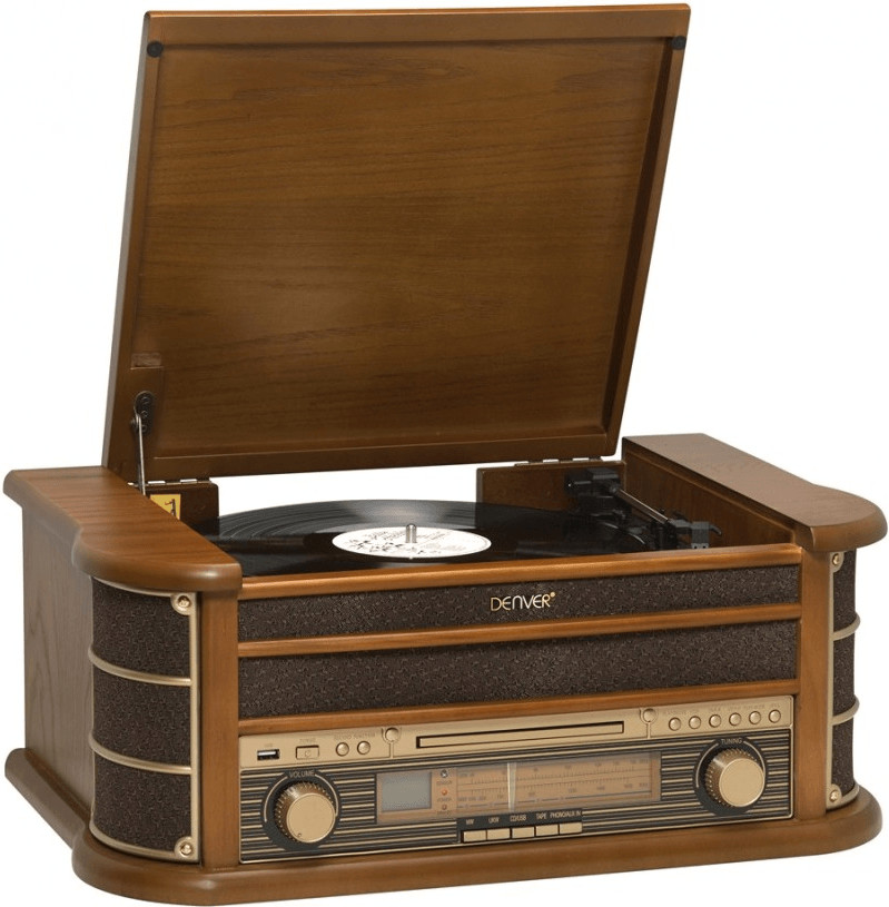 Record Player Turntable MCR50 9-in-1 CD Cassette Tape Radio FM/AM USB & Aux In