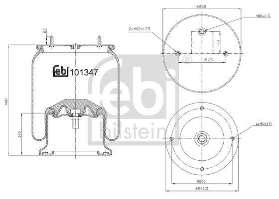 FEBI BILSTEIN 101347 Air Suspension Bellow Front Both Sides 240/200mm Ø Fits DAF