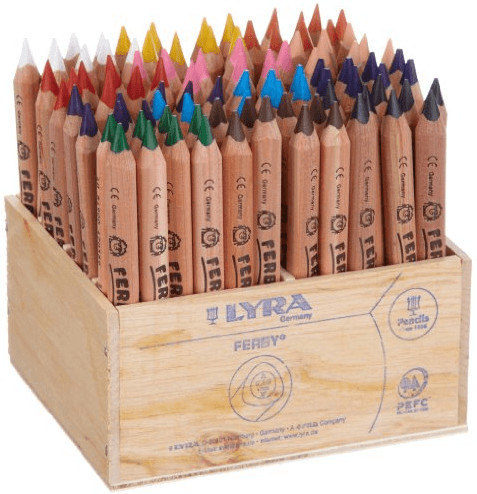 Lyra Ferby Half-Size Colouring Pencils Natural Wood Finish - Box of 96 Pencils