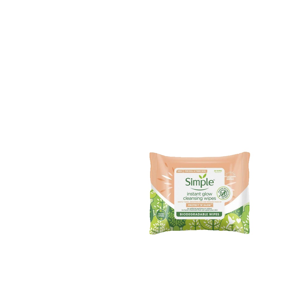 Simple Protect 'n' Glow Cleansing Wipes, 6 Pack, 120 Wipes