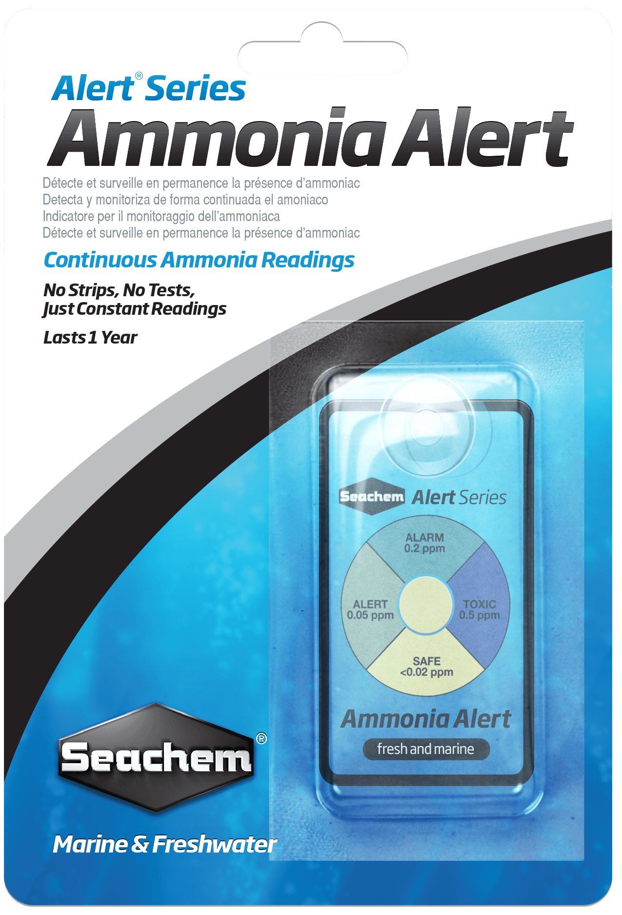 SEACHEM AMMONIA ALERT TEST KIT MONITOR MARINE FRESH AQUARIUM FISH TANK NH3 NH4