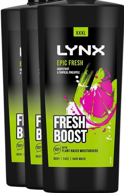 Lynx Epic Fresh Shower Gel Grapefruit & Tropical Pineapple Scent 700ml, 6 Pack