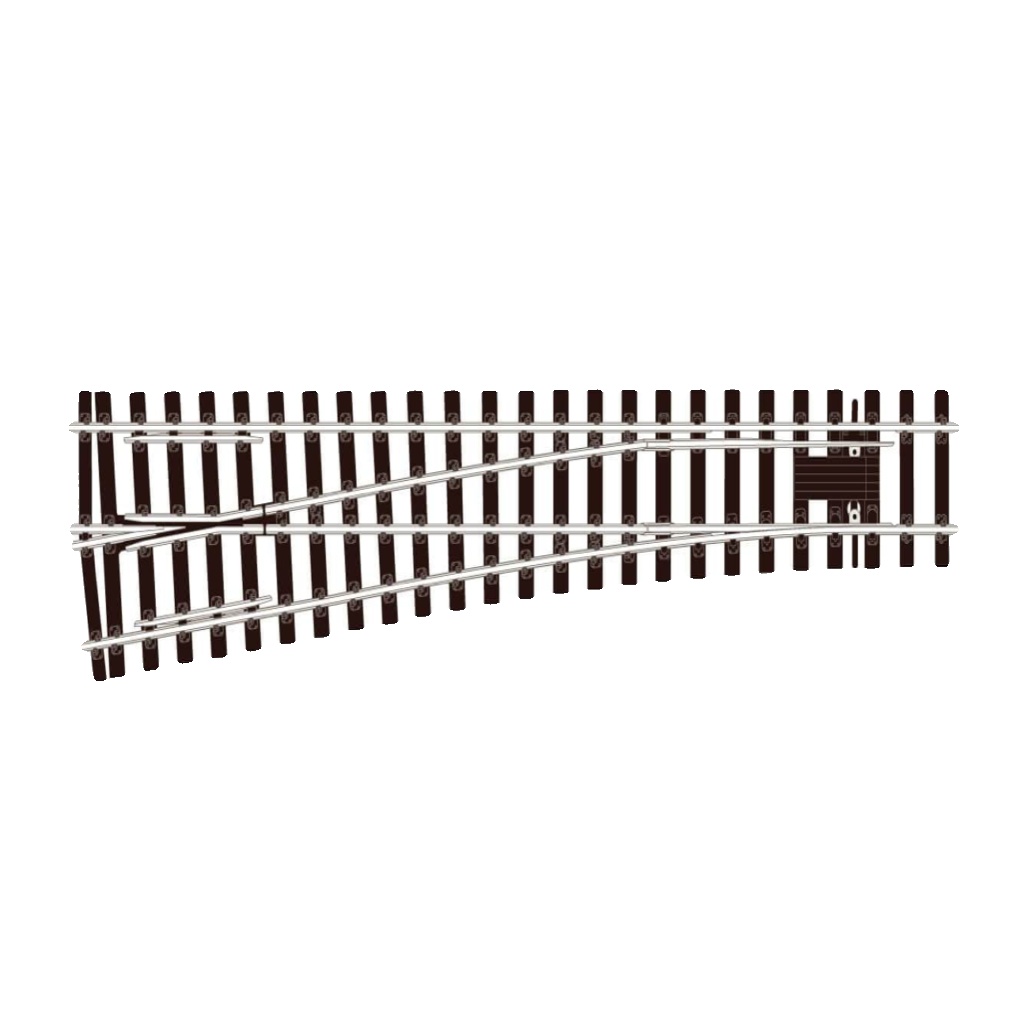 SL-E792FB O Gauge Medium radius (1828mm 72') Turnout L/H Peco