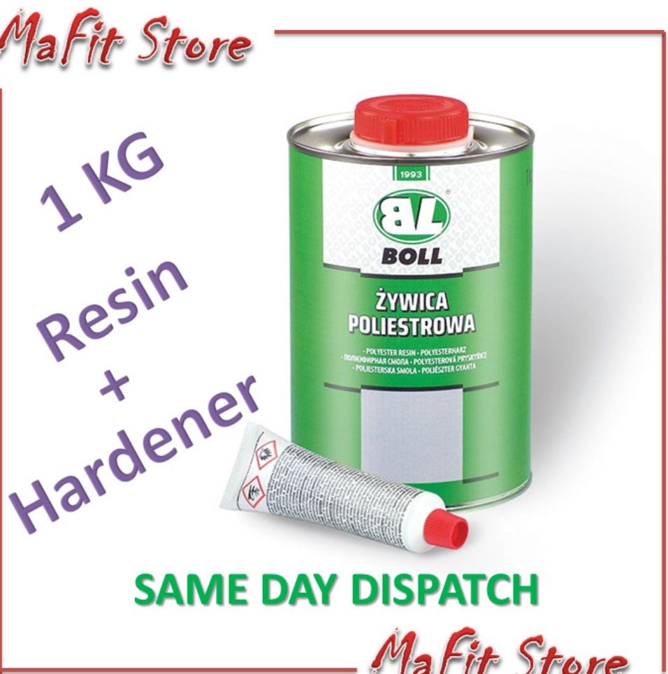 BOLL Polyester Resin Hardener Repair Kit Set All in One 1L/kg Glass Fibre