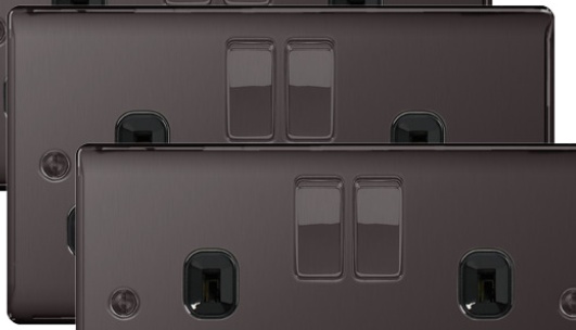 BG Nexus NBN22B Polished Black Nickel Double Socket 2 Gang Twin 13 Amp Black
