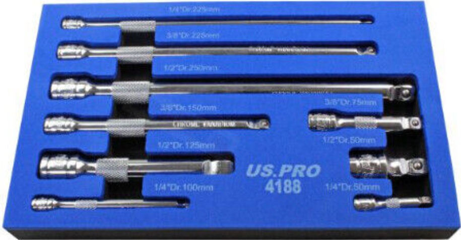 US PRO Tools 9pc Wobble Bar Extension Set 1/4 3/8 1/2 Dr 4188