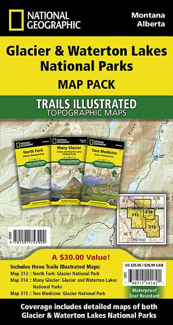 Glacier and Waterton Lakes Trails Illustrated National Geographic