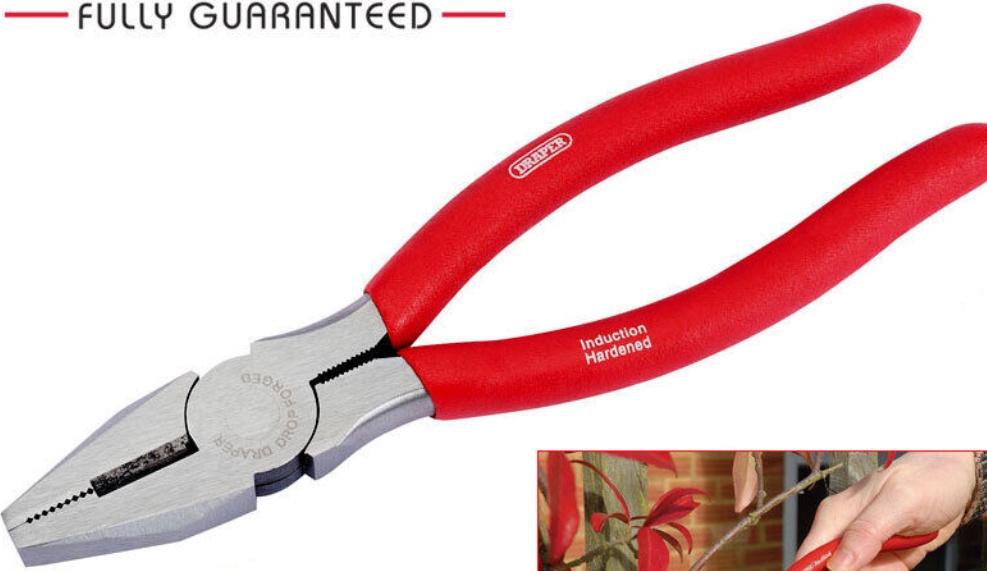 Draper Combination Pliers 200mm Carbon Steel Non-Slip Pvc Dipped Handles 68236